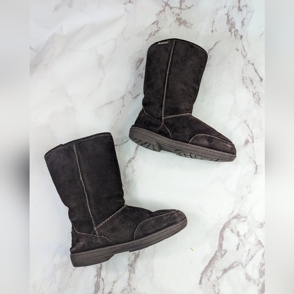 Bearpaw Boots Womens 8 Chocolate Brown Mid Calf Natural Brady - Picture 1 of 10